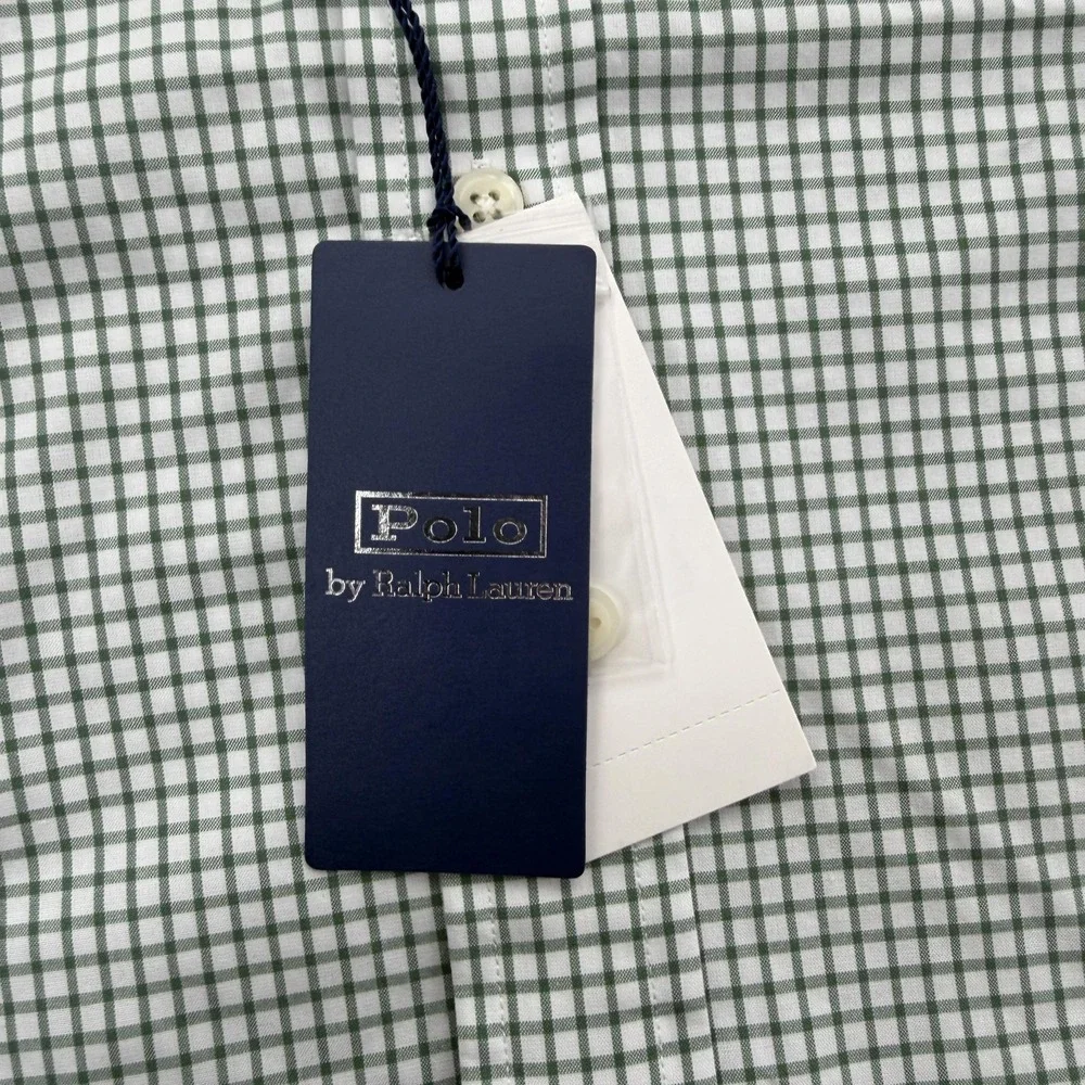 Polo Ralph Lauren Shirt Mens L Green Check Gingham Long Sleeve Button Up NWT